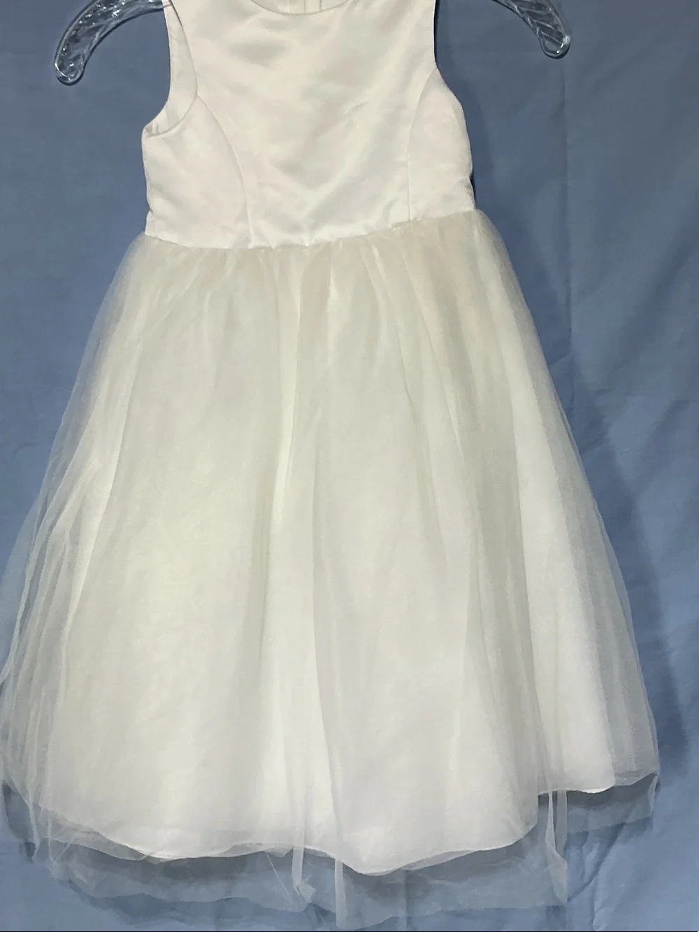 David's Bridal White Girls Sleeveless Tulle Dress Sz 3 - Picture 3 of 7